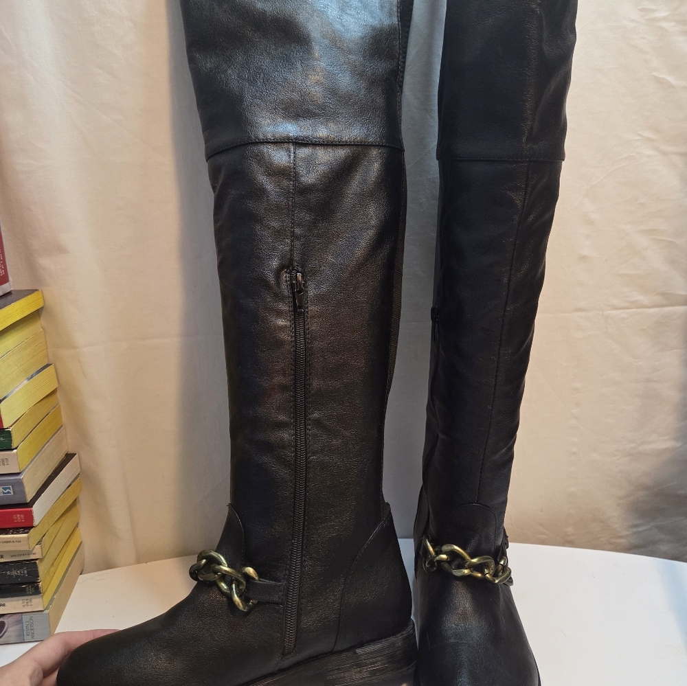 Elegant Dark Brown Knee-High Boots Size 7 - Picture 3 of 7